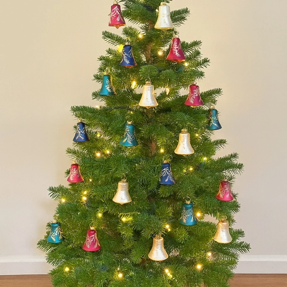 ✨  Sears Roebuck Christmas Bell Ornaments – 1980s European Glass Set of 20 Bells - Picture 8 of 8